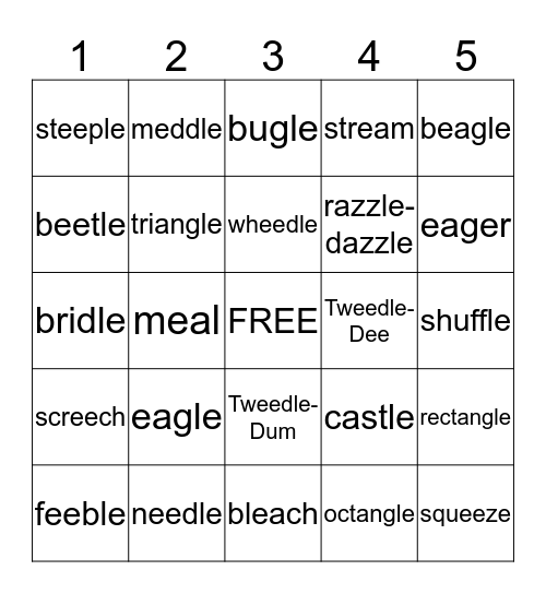 ee / ea / consonant + le Bingo Card