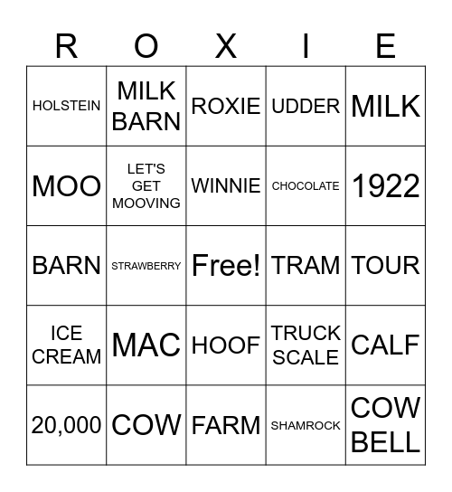 SHAMROCK FARMS BINGO Card