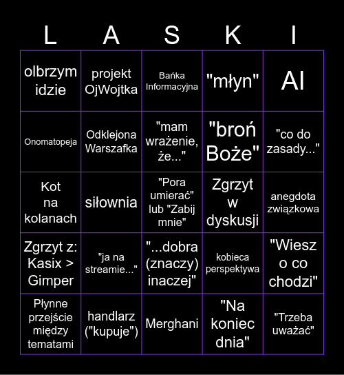 Fagata to miłość, a Zgrzyt powinny prowadzić Bingo Card