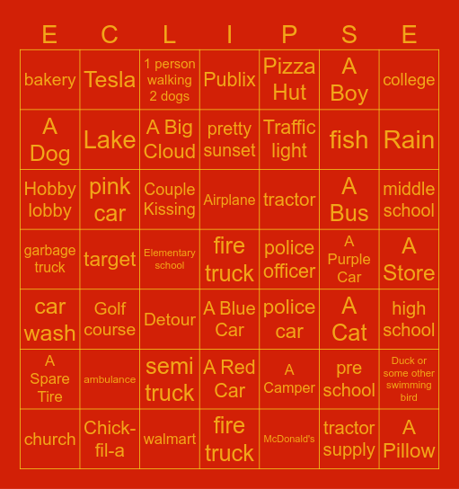 Total Eclipse!!! Bingo Card