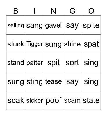 Manipulating Sounds Bingo Card