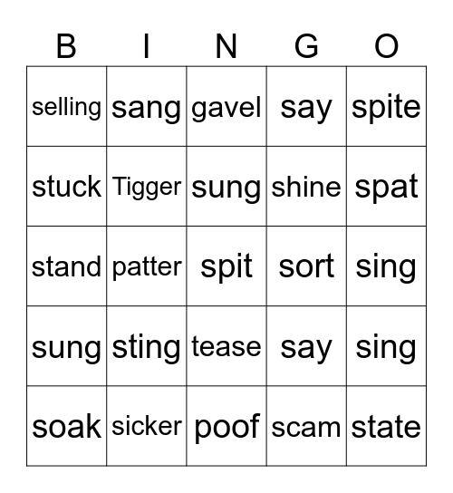 Manipulating Sounds Bingo Card