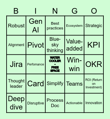 Corporate Lingo Bingo Card