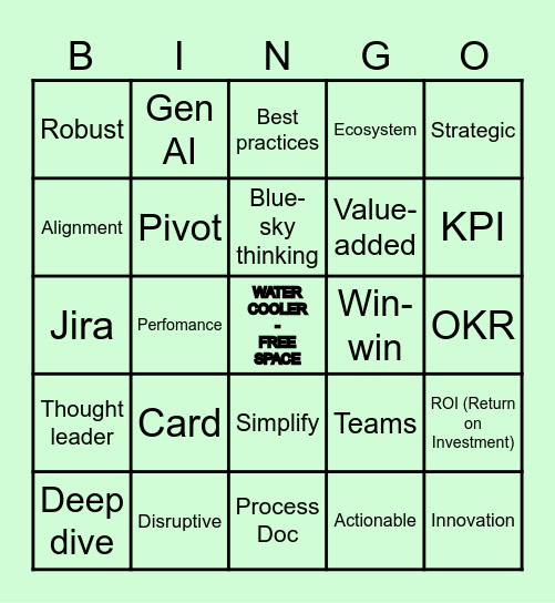 Corporate Lingo Bingo Card