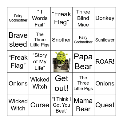 SHREK! Squares Bingo Card