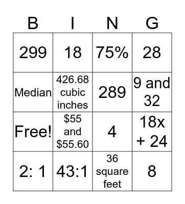 Benchmark Bingo  Bingo Card