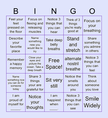 MINDFULNESS BINGO Card