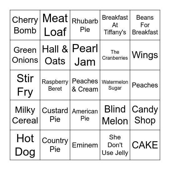 Food & Bev Bingo Card