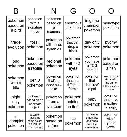 Untitled Bingo Card