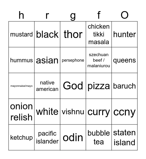 infin craft Bingo Card