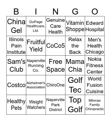 Nokia Fitness Fair 2016 Bingo Card