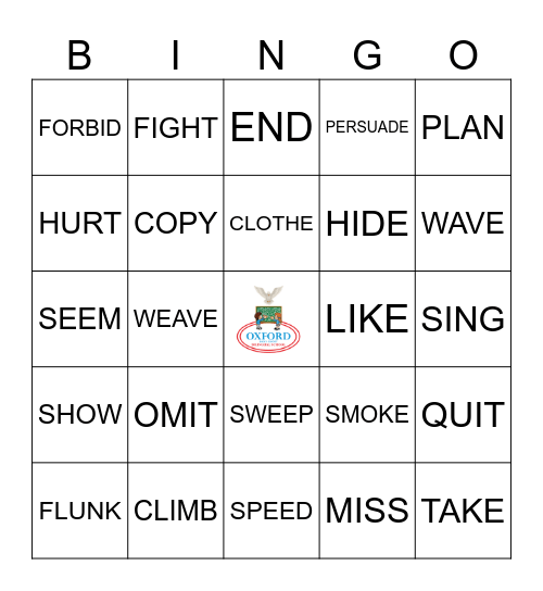 OXFORD ENGLISH VERBS BINGO Card