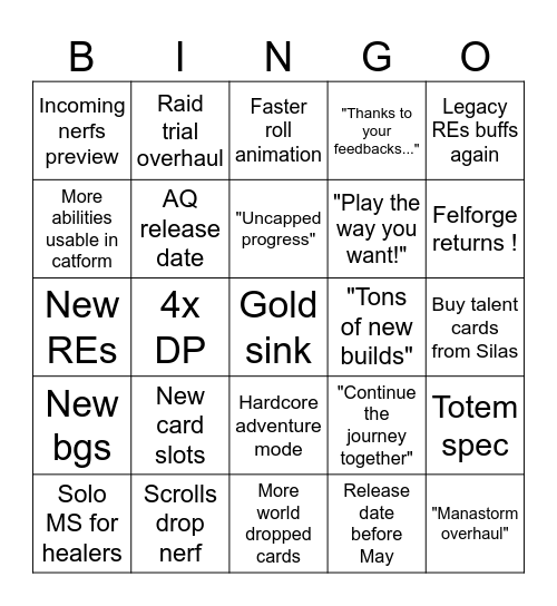 Season 9 Chapter 2 Bingo Card