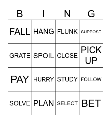 OXFORD ENGLISH VERBS Bingo Card