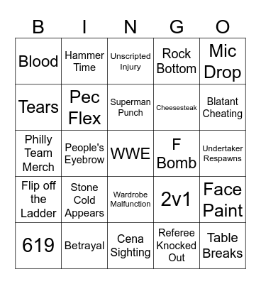 Wrestlemania 2024 Bingo Card