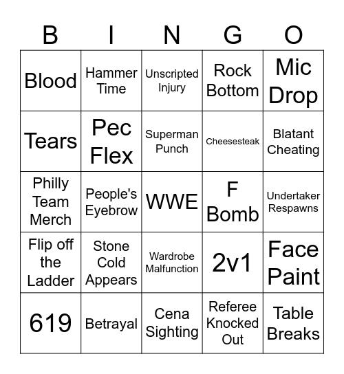 Wrestlemania 2024 Bingo Card