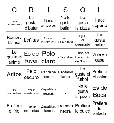 Bingo Crisol Bingo Card