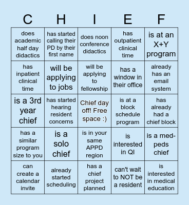 Find a fellow rising chief who... Bingo Card