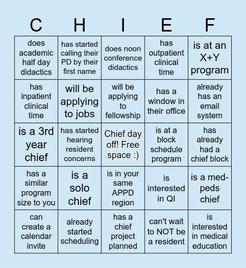 Find a fellow rising chief who... Bingo Card
