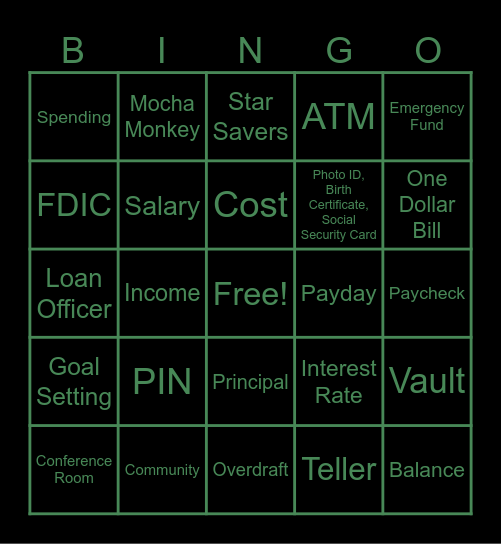 Star Saver Bingo Card