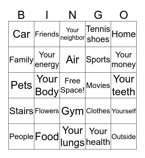 Live Tobacco Free  Bingo Card