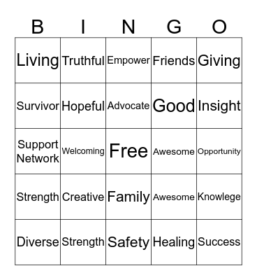 PTSD BINGO Card