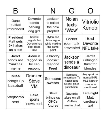 Bar brawlers chat bingo Card