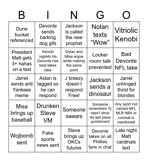 Bar brawlers chat bingo Card