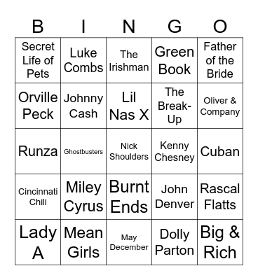 Country, Hotdogs, & Regional Dishes Bingo Card
