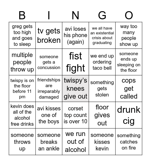 kevin’s bday part 4 Bingo Card