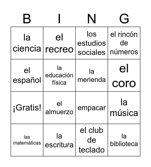 Las clases Bingo Card