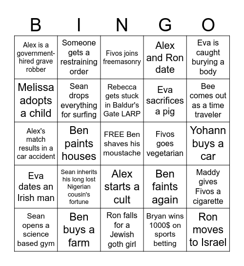 Ben's Bingo Bash Bingo Card