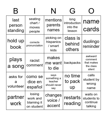 spanish bingo Card