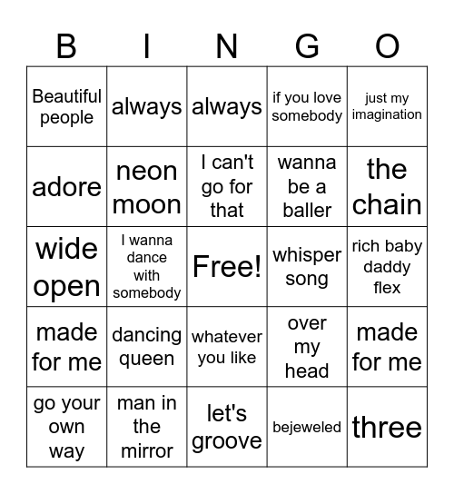 Music Binggo! Bingo Card
