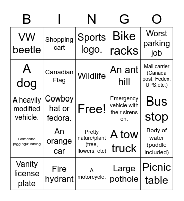 WALK Bingo Card