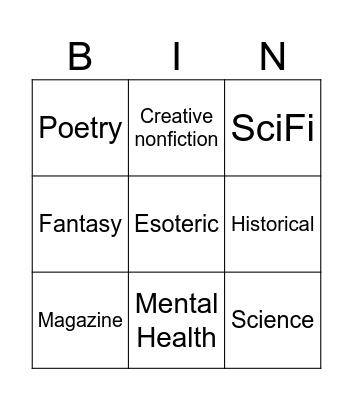 Book Bingo Card