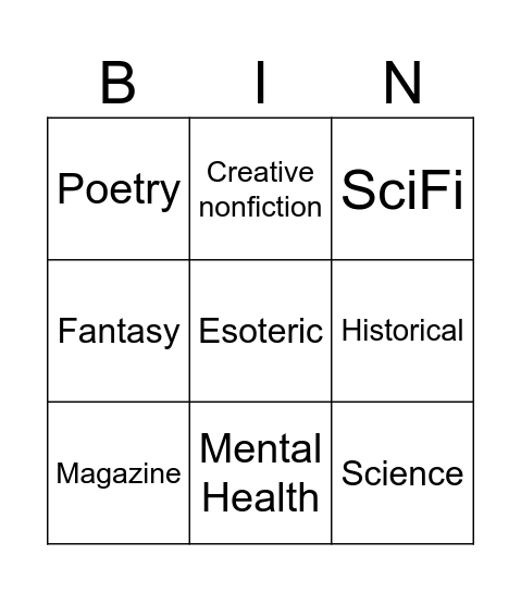 Book Bingo Card