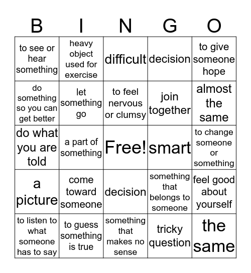 The Challenge Bingo Card