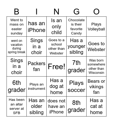EDGE Find a Friend Bingo Card