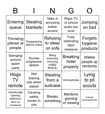 NASH BINGO!!!! Bingo Card