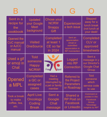 Oncology Mgr Bingo Card
