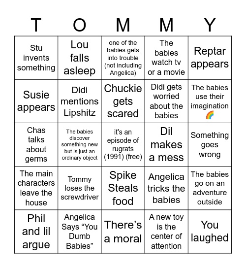 Rugrats bingo (partially made with ai) Bingo Card