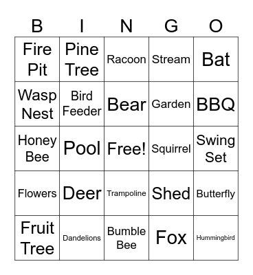 Backyard Bingo Card