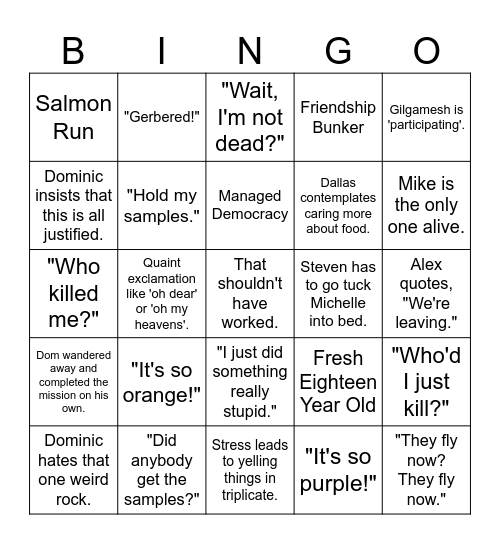 Heckswimmers Bingo Card