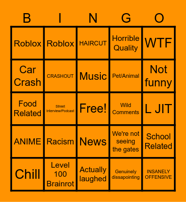 Thursday Reels Bingo Card