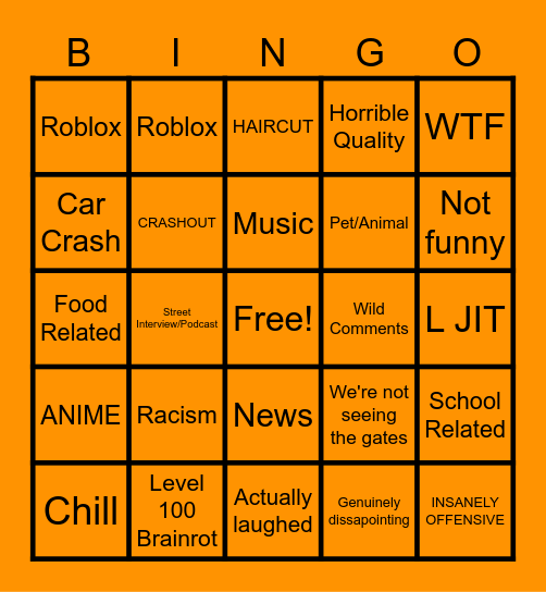 Thursday Reels Bingo Card