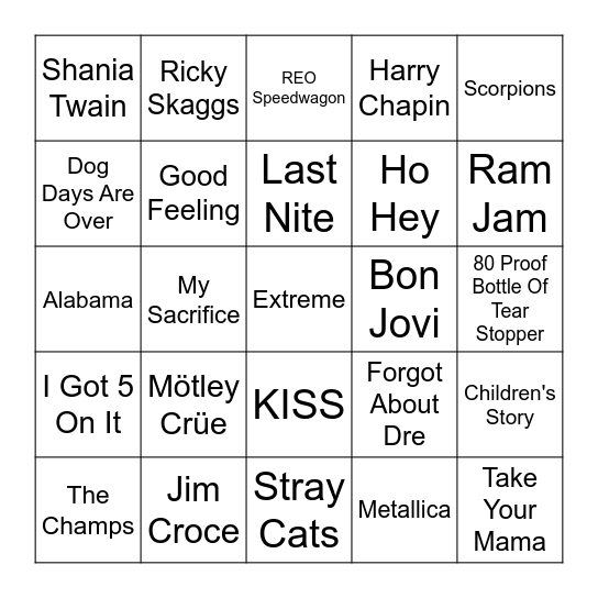 Smorgasbord Bingo Card