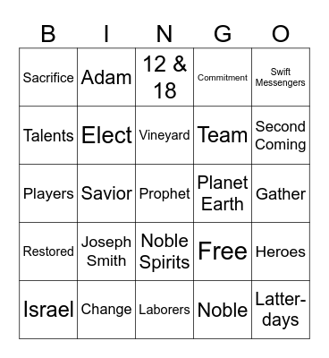 Laborers in the Vineyard Bingo Card