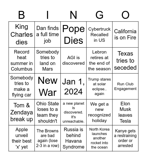 Friend Bingo Card