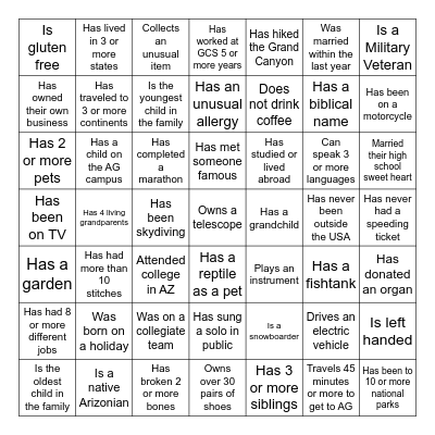 CONNECT FOUR Bingo Card